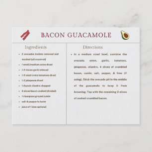 Postal Cartão de Receita de Ação de Graças com Guacamole