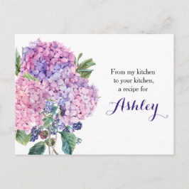Postal Cartão de Receita de Amoreira Floral de Hydrangea 