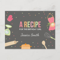 Cartão de receita de aniversário de cozinha festa