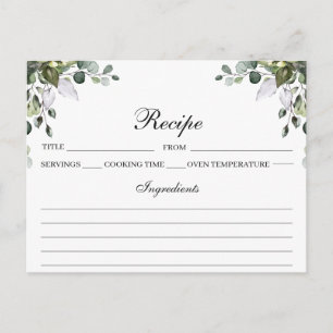 Postal Cartão de Receita de Aquarela Eucalyptus