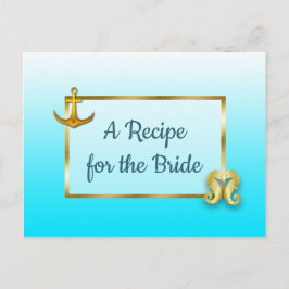 Postal Cartão de Receita de Casamento Azul e Dourado do C
