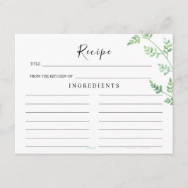 Postal Cartão de Receita de Casamento de Eucalipto Verde
