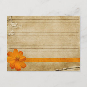 Postal Cartão de Receita de Casamento Flor Laranja Vintag