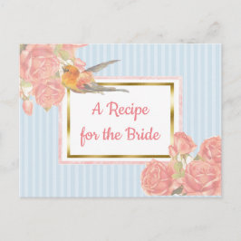 Postal Cartão de Receita de Casamento Floral de Pássaro P