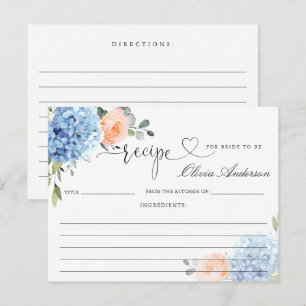 Postal Cartão de Receita de Chá de Bebê de Hidrangea Azul