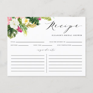 Postal Cartão de Receita de Chá de Flores Tropicais de Aq