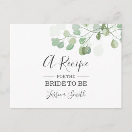 Postal Cartão de Receita de Chá de Noiva com Eucalipto Bo