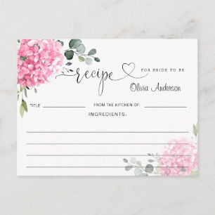 Postal Cartão de Receita de Chá de Noiva de Hortênsia Ros