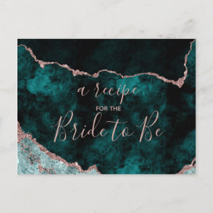 Postal Cartão de Receita de Chá de Noiva em Folha Dourada
