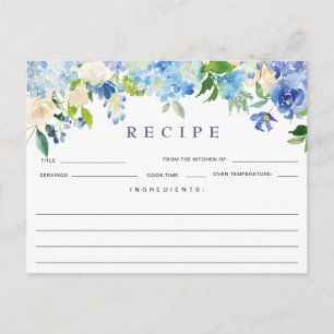 Postal Cartão de Receita de Chá de Noiva Floral de Hortên