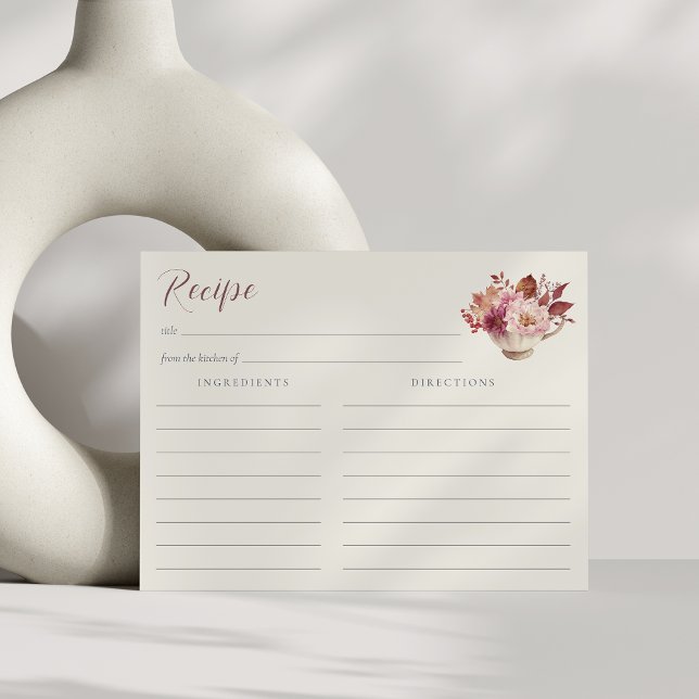 Postal Cartão de Receita de Chá de Noiva Floral de Outono (Criador carregado)