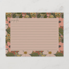 Postal Cartão de Receita de Chá de Noiva Floral Elegante