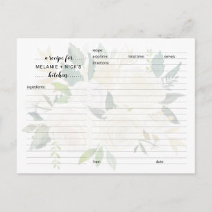 Postal Cartão de receita de Chá de panela Floral Branco