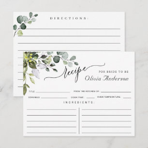 Postal Cartão de Receita de Chuveiro de Noiva com Eucalip
