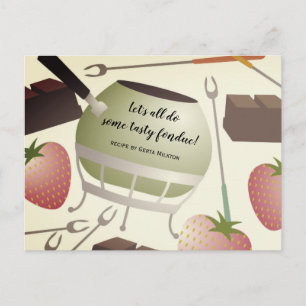 Postal Cartão de receita de cozinha de panela de fondue G