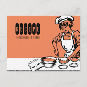 Postal cartão de receita de cozinhar de pastelaria de vin
