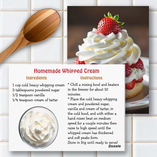 Postal Cartão de Receita de Creme Chantilly Caseiro (Criador carregado)