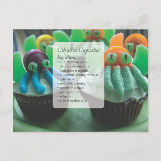 Postal Cartão de Receita de Cupcakes do Cthulhu Postcard (Frente)