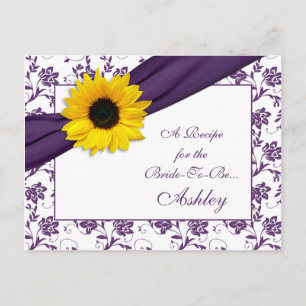 Postal Cartão de Receita de Damasco Roxo Sunflower para a