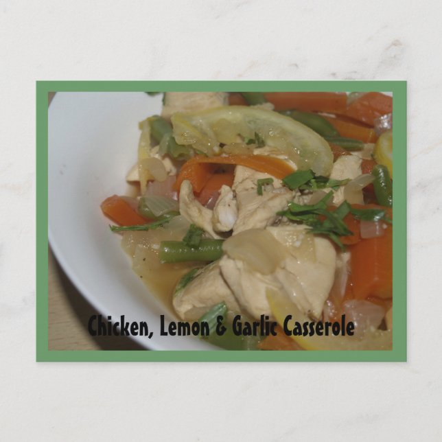 Postal Cartão de Receita de Frango, Limão e Casserole (Frente)