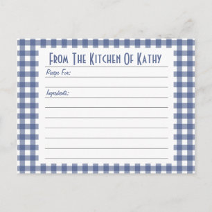 Postal Cartão de Receita de Gingham Azul