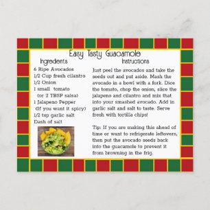Postal Cartão de Receita de Guacamole