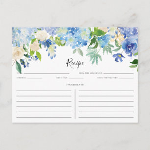 Postal Cartão de Receita de Hydrangeas Azul e Púrpura