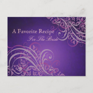 Postal Cartão de Receita de Jantar de Noiva Rosa Barroco