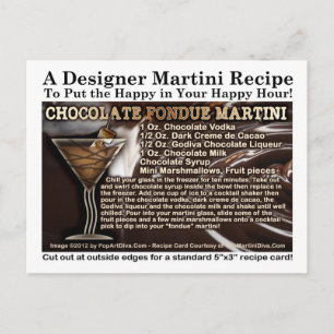 Postal Cartão de Receita de Martini de Fondue de Chocolat