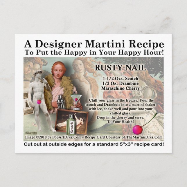 Postal Cartão de Receita de Martini Rusty Nail (Frente)