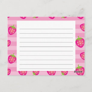 Postal Cartão de Receita de Morango Rosa