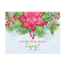 Cartão de Receita de Natal do Poinsettia Holly Xma