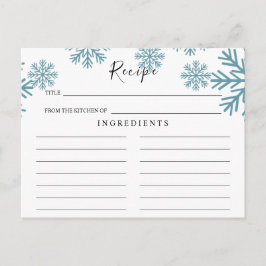 Postal Cartão de Receita de Noivado Flocos de Neve Azul C