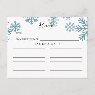 Postal Cartão de Receita de Noivado Flocos de Neve Azul C