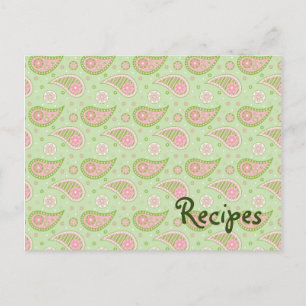 Postal Cartão De Receita De Paisley Verde E Rosa