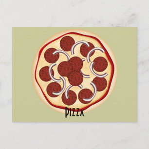 Postal Cartão de Receita de Pepperoni e Cebolas Pizza