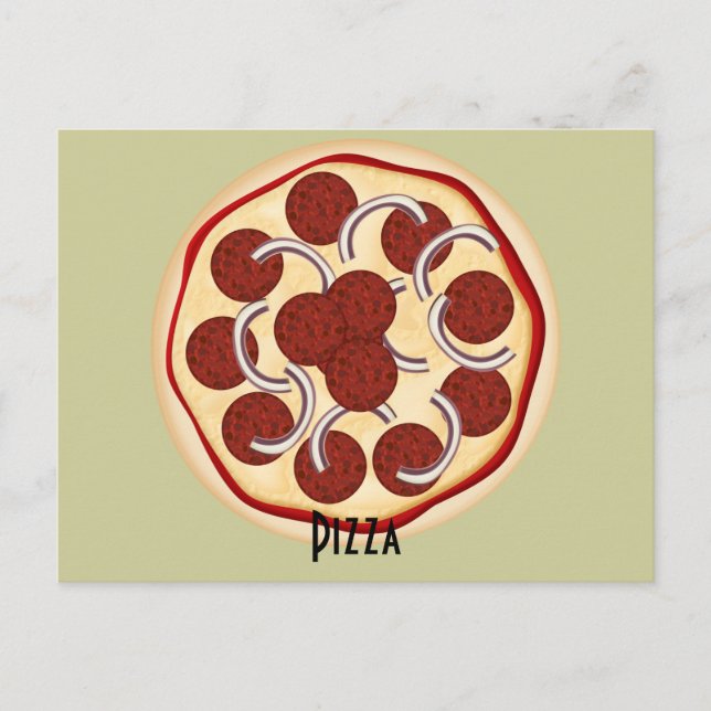 Postal Cartão de Receita de Pepperoni e Cebolas Pizza (Frente)