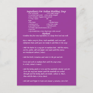 Postal Cartão de Receita de Presente de Sopa de Casamento