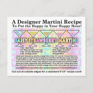Postal Cartão de Receita de Primavera Martini de Morango