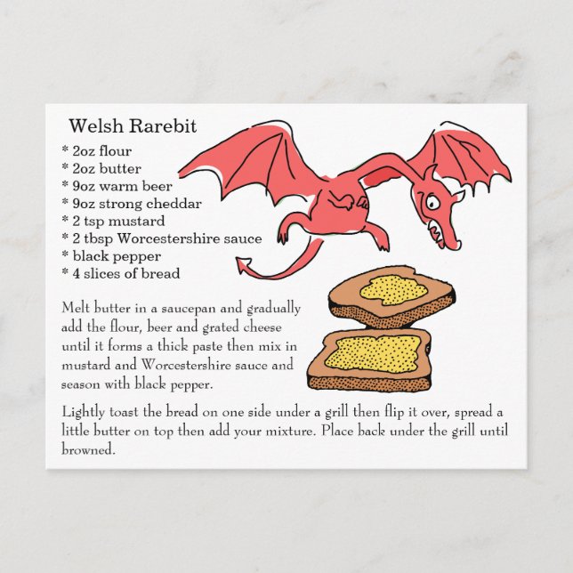Postal Cartão de Receita de Rarebit Welsh (Frente)