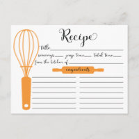 Cartão de Receita de Tangerine com Letra Moderna