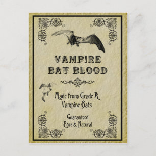 Postal Cartão de Receita de Vampiro Bat Halloween