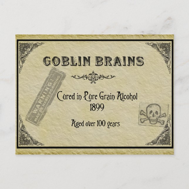 Postal Cartão de Receita do Cérebro Goblin (Frente)