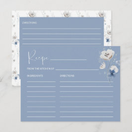 Postal Cartão de Receita do Chá de panela Floral Azul Dus