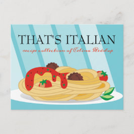 Postal Cartão de receita do cozinhar de pasta italiana