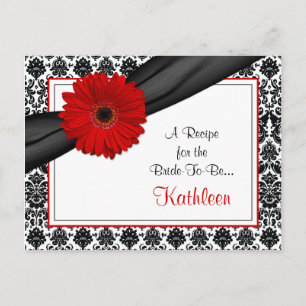 Postal Cartão de Receita do Damask Red Gerber Daisy para 