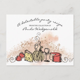 Postal cartão de receita do janto de vinho de fruta de qu