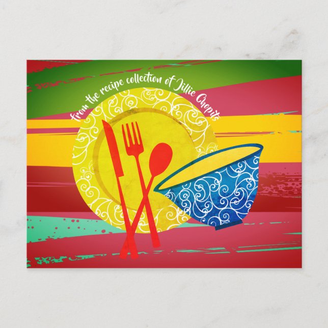 Postal Cartão de receita do livro de cozinhar asiático (Frente)