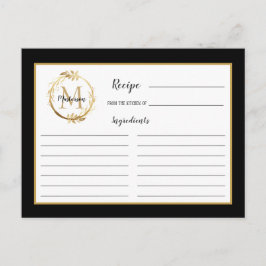 Postal Cartão de Receita do Monograma Botânico de Folhage