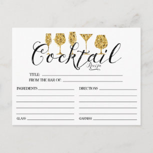 Postal Cartão de Receita Dourado Cocktail